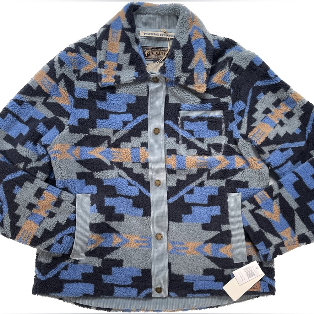 Pendleton Women’s Snap Front Fleece Jacket / Corduroy Trim Brand Nwt